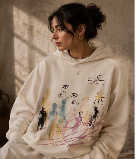Woman wearing the Sitara ivory hoodie